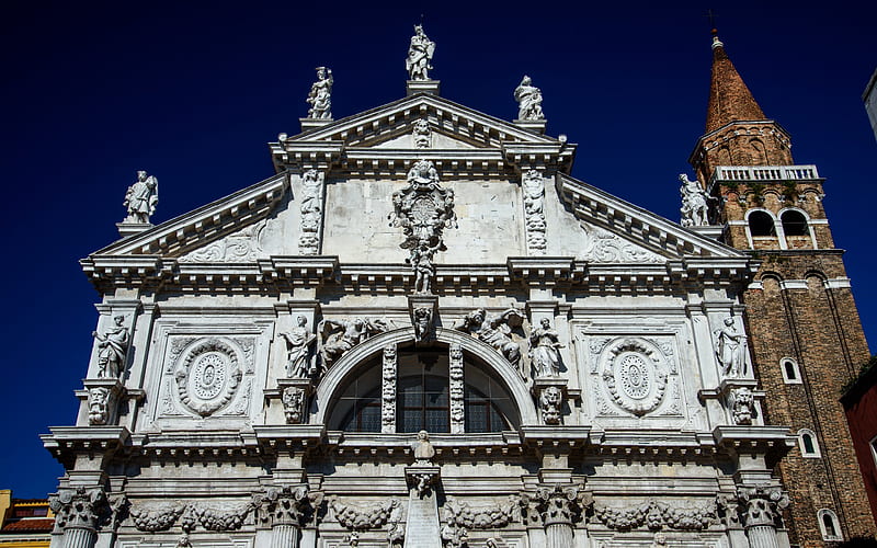 San Moise, Venice, Roman Catholic church, Chiesa di San Moise, bell tower, landmark, Baroque style, Italy, HD wallpaper