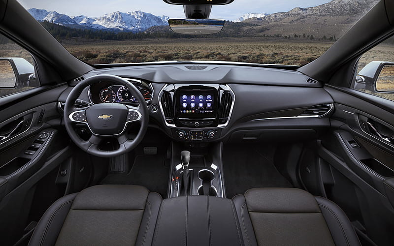 Chevrolet Traverse, 2021, interior, inside view, front panel, Traverse interior, american cars, Chevrolet, HD wallpaper