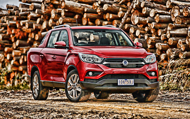 SsangYong Musso Ute red pickup, 2019 cars, SUVs, R, 2019 SsangYong Musso Ute, korean cars, SsangYong, HD wallpaper