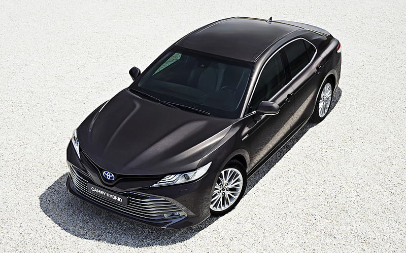 Toyota Camry, 2019, front view, new black Camry 2019, japanese cars, business class, Camry Hybrid, Toyota, HD wallpaper