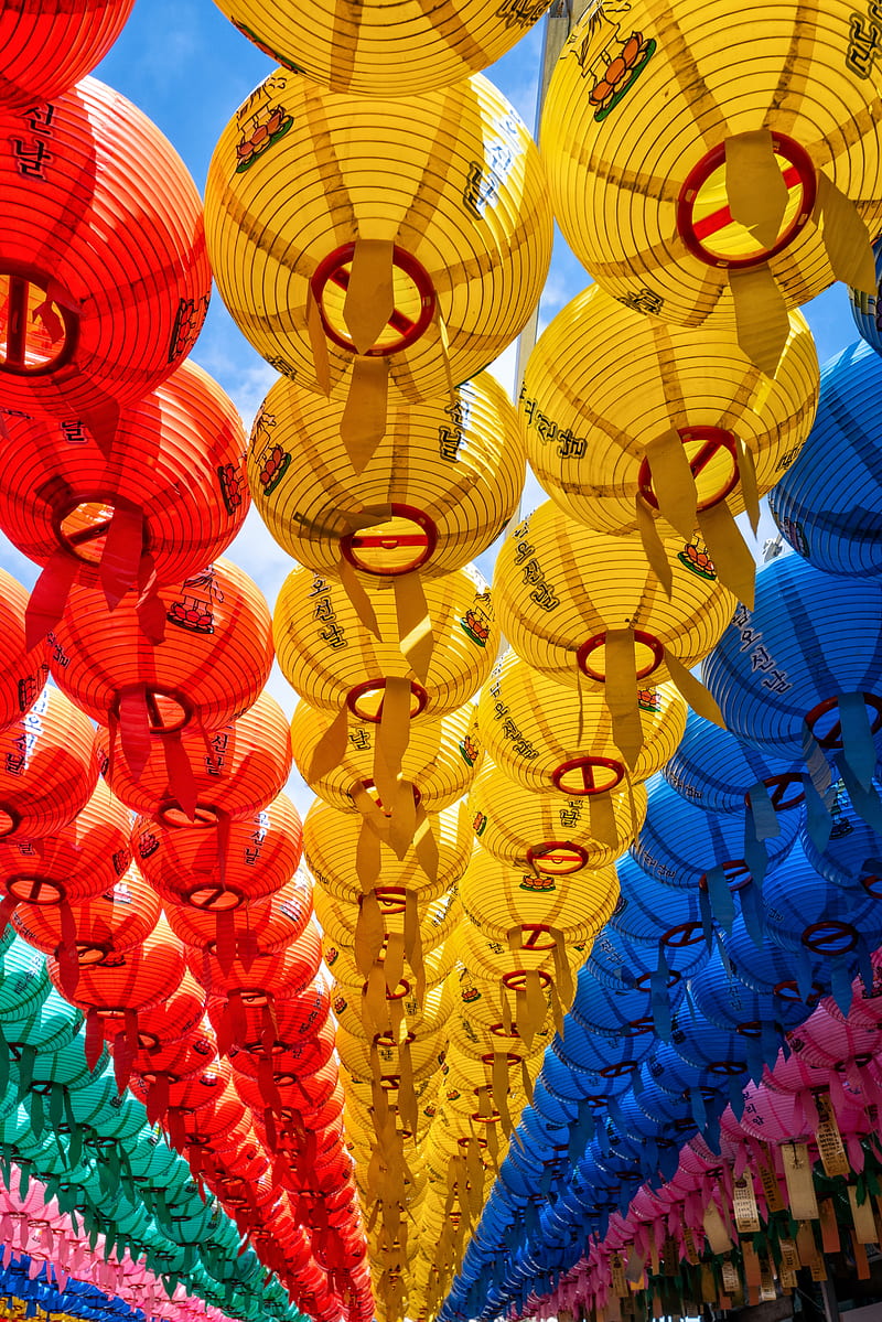 paper lanterns, lanterns, colorful, HD phone wallpaper