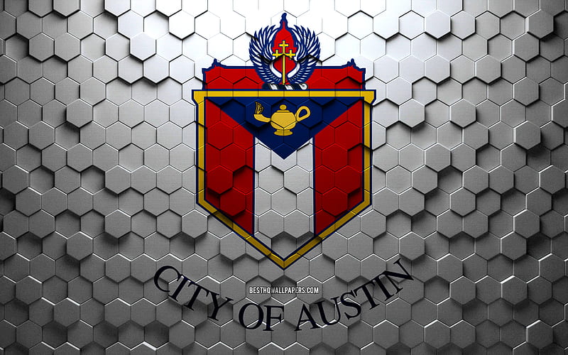 Flag of Austin, honeycomb art, Austin hexagons flag, Austin, 3d hexagons art, Austin flag, HD wallpaper