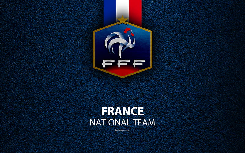 France national football team leather texture, coat of arms, emblem, logo, football, France, HD wallpaper