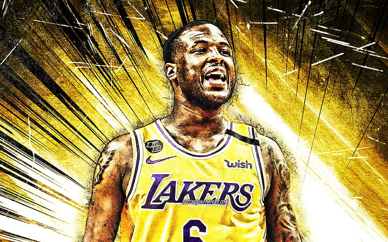 Dion Waiters, grunge art, NBA, Los Angeles Lakers, basketball stars, Waiters, yellow abstract rays, basketball, LA Lakers, creative, Dion Waiters Lakers, HD wallpaper