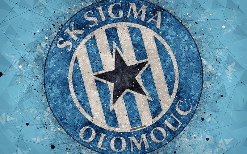 SK Sigma Olomouc geometric art, logo, Czech football club, blue background, emblem, Czech First League, Olomouc, Czech Republic, football, creative art, Sigma FC, HD wallpaper