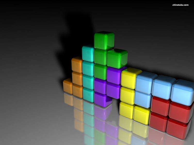 Tetris, art, 3d, cgi, abstract, HD wallpaper