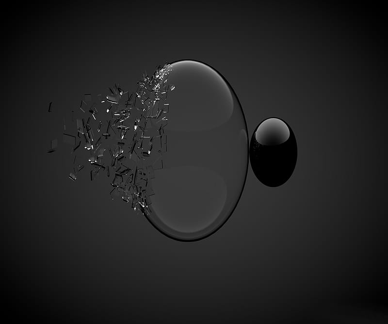 Glass Ball, black, broken, crash, crystal, dark, pieces, round, HD wallpaper