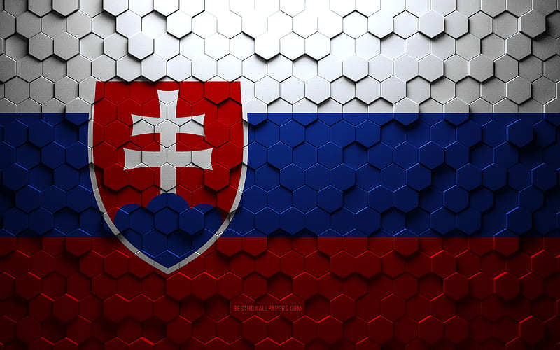 Flag of Slovakia, honeycomb art, Slovakia hexagons flag, Slovakia, 3d hexagons art, Slovakia flag, HD wallpaper
