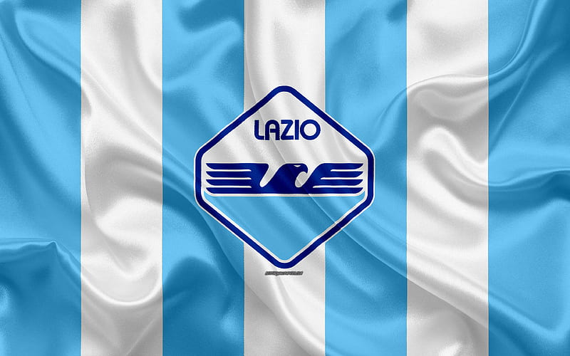 Lazio SS, Rome, Italian football club, blue white silk flag, new emblem, logo, Italy, Serie A, Lazio FC, HD wallpaper