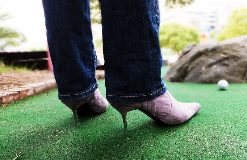 Pink Boots, Stilettos, Spikes, Metal, High heels, Shoes, Heels, Close Up, Denim, Boots, HD wallpaper