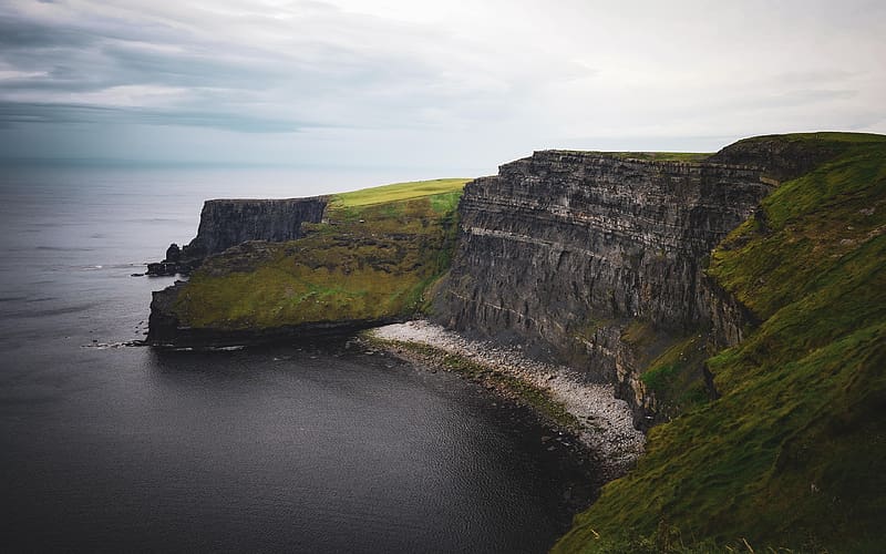 Cliffs of Moher, Ireland, rocks, atlantic, ocean, sea, clouds, sky, HD wallpaper