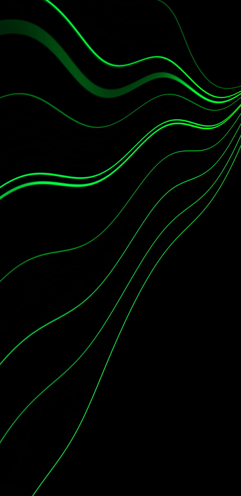 lines, wavy, green, black, glow, HD phone wallpaper
