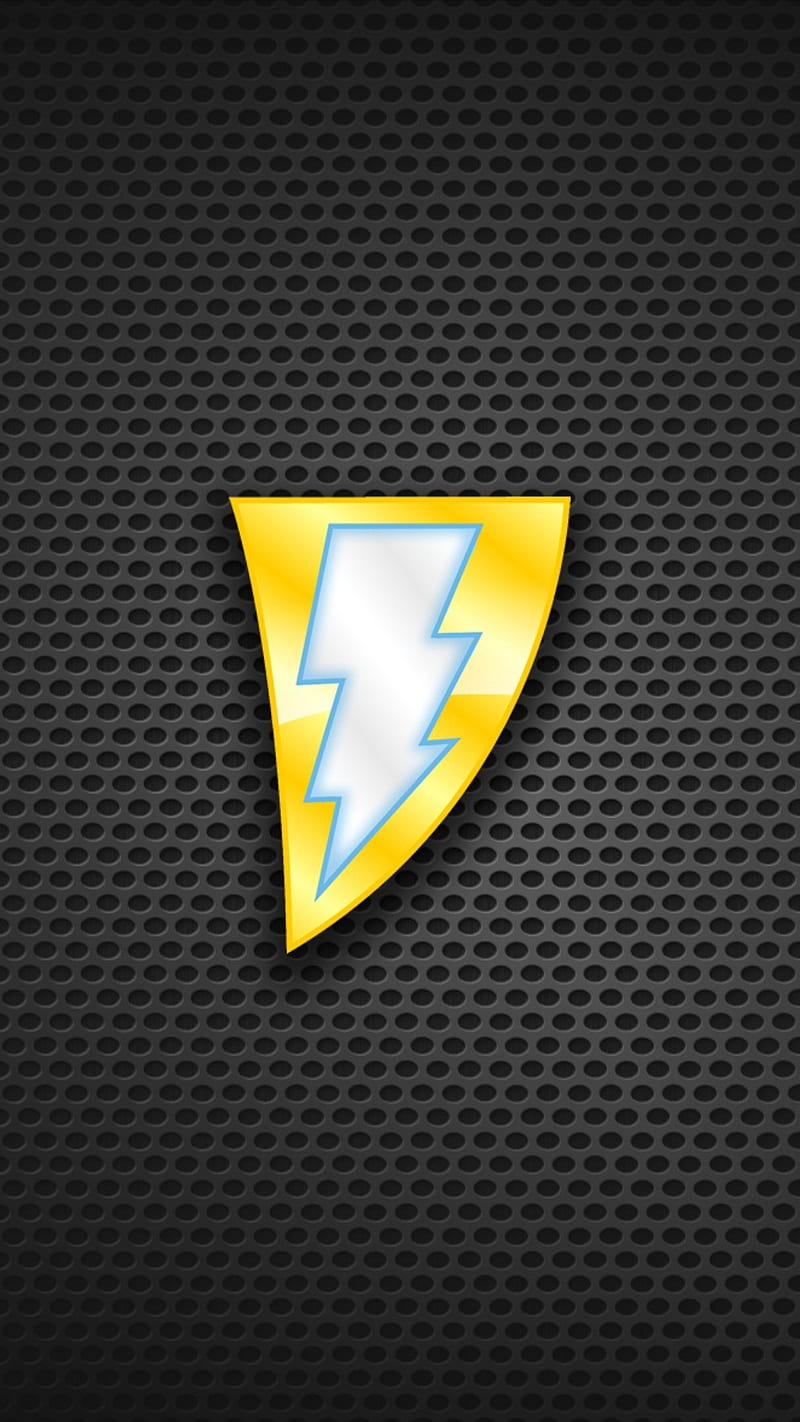 Shazam, black adam, carbon, film, logo, movie, symbol, thunder, yellow, HD phone wallpaper