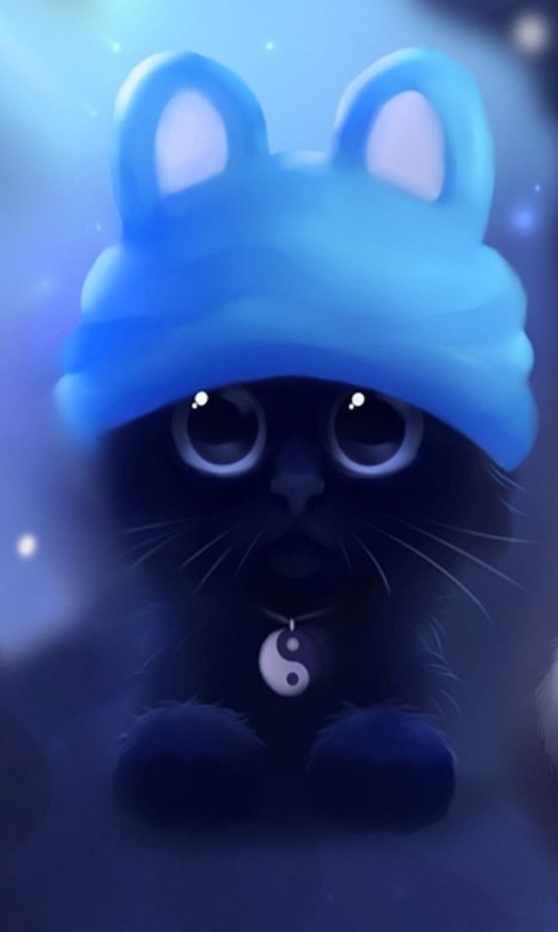 Kawaii cat, cute, kitty, moon, sailor, sparkle, HD phone wallpaper