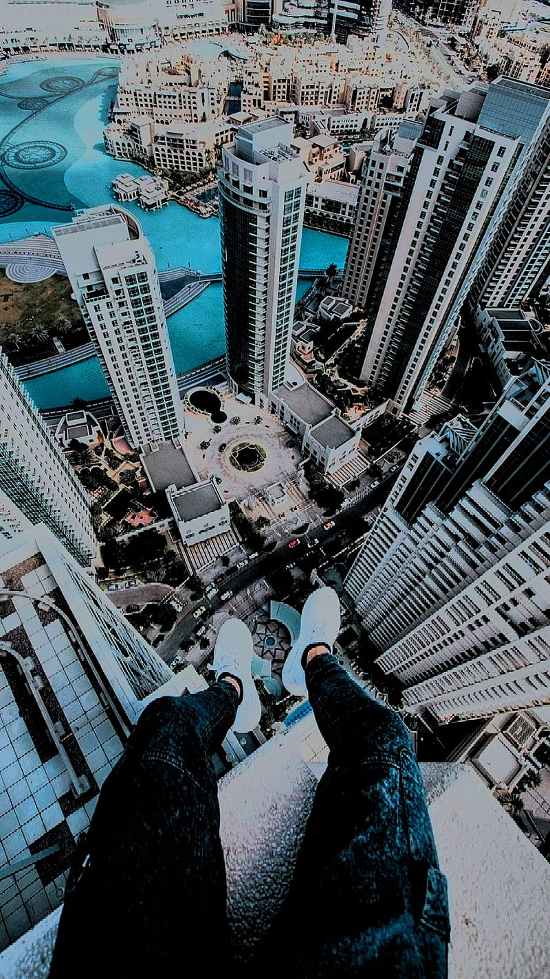 High On Life, city, fi, buildings, man, happy weather, edited, HD phone wallpaper