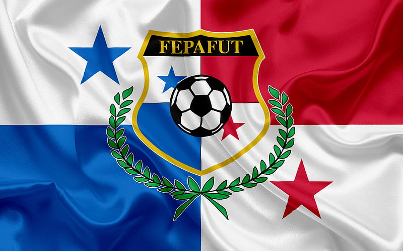Panama national football team, logo, emblem, flag of Panama, Football Federation, the World Cup, football, silk texture, HD wallpaper