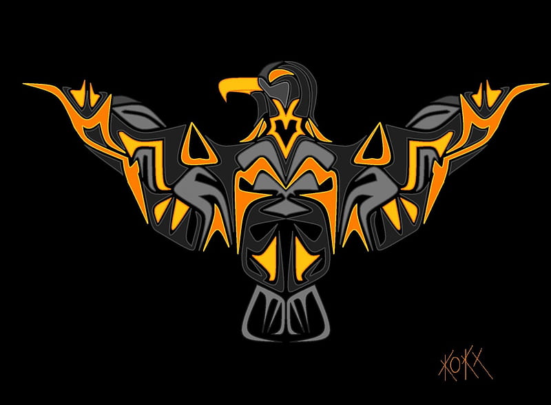 FireBird, tribal, orange, hot, black, fire bird, HD wallpaper