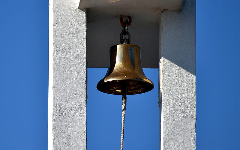 Church Bell in Greece, Greece, bell, church, tower, HD wallpaper
