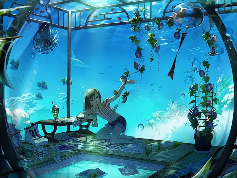 Fantasy Ocean Adventures Anime Girl Swimming With the Fish -  Hong Kong