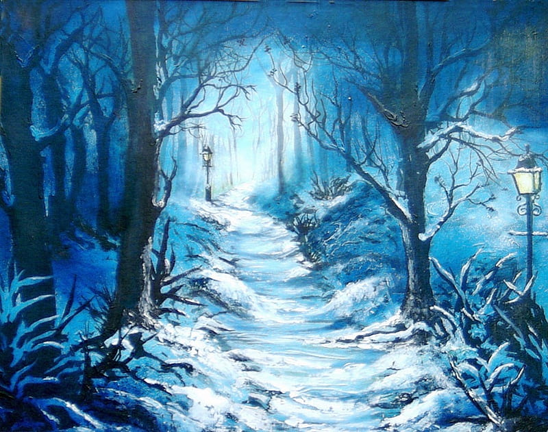 The Worn Path, Digital, Art, Snow, Nature, Winter, HD wallpaper