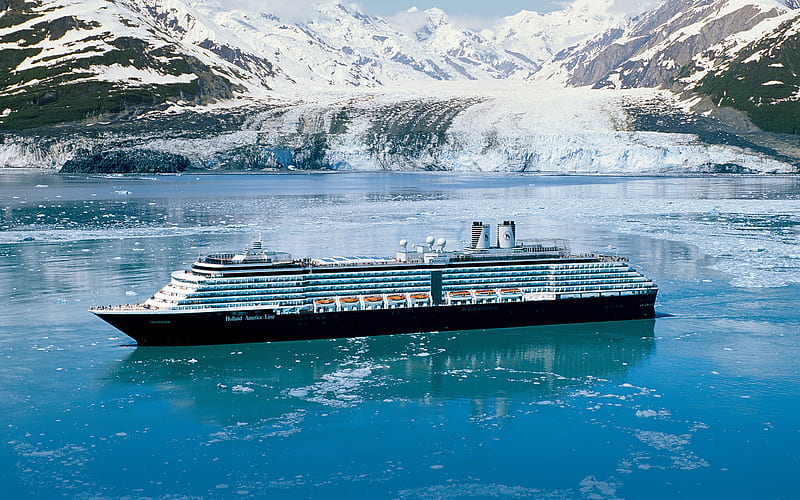 Eurodam, cruise ships, sea, glacier, Holland America Line, HD wallpaper