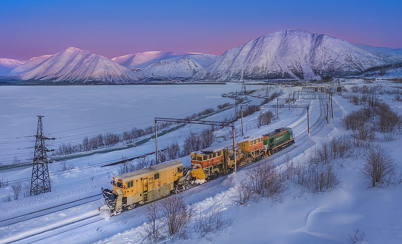 Vehicles, Train, Landscape, Snow, Winter, HD wallpaper