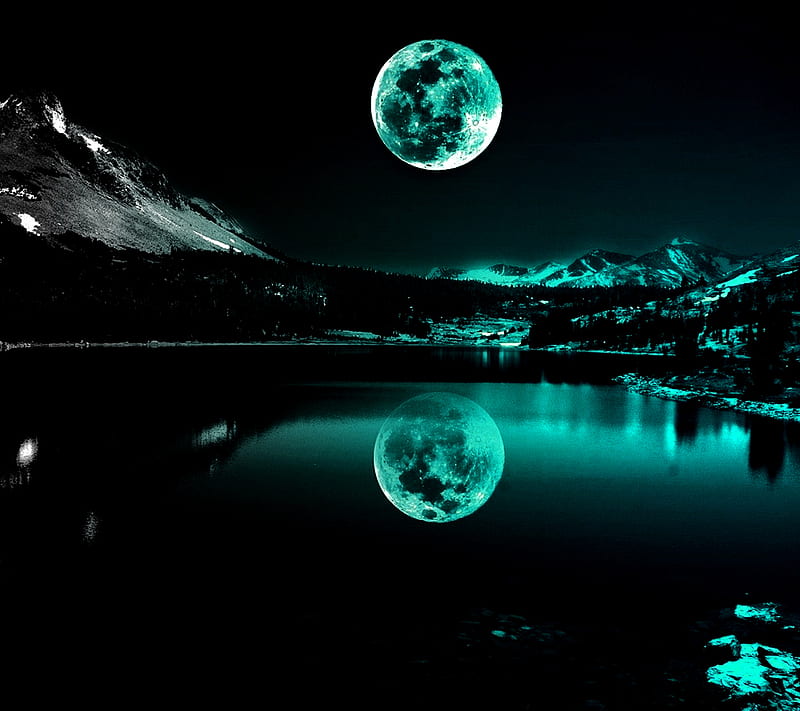 Turquoise Moonlight, HD wallpaper