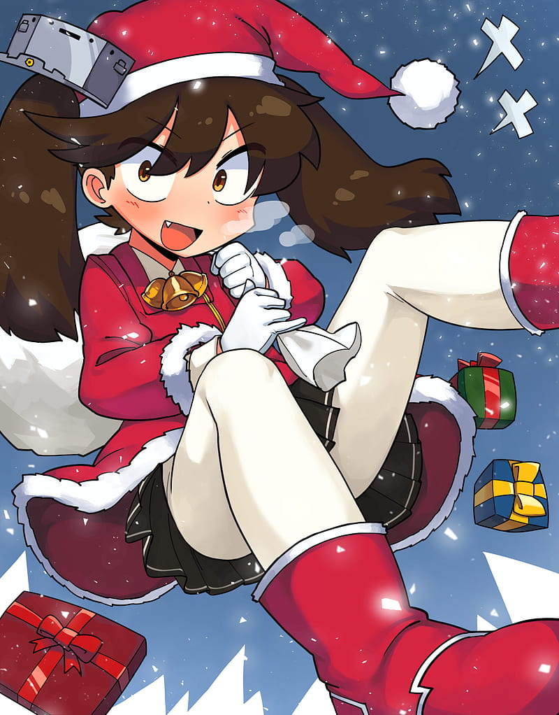 Santa costume, Kantai Collection, anime, anime girls, HD phone wallpaper