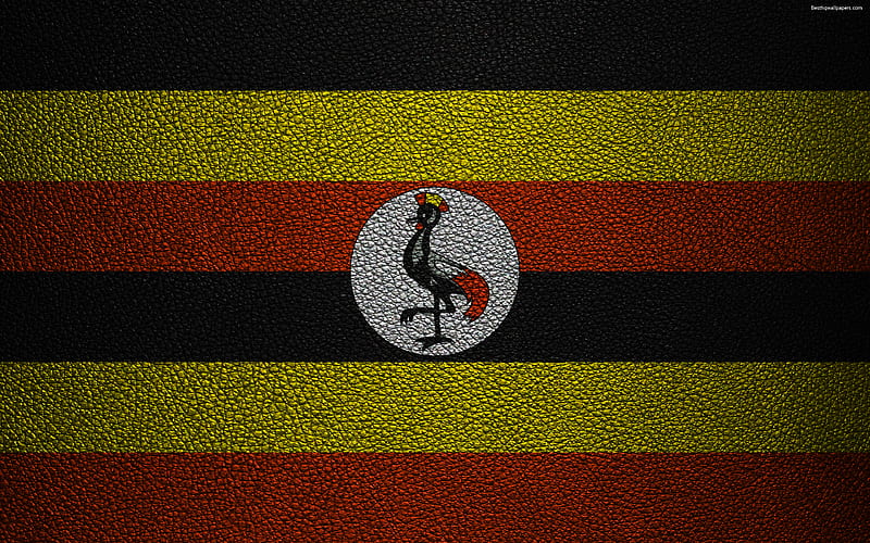 Flag of Uganda, Africa leather texture, Uganda flag, flags of Africa, Uganda, HD wallpaper