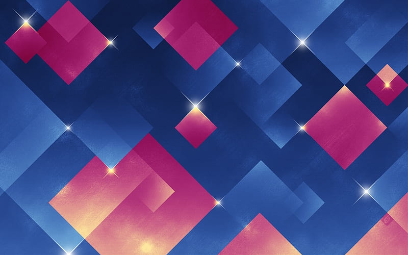 Blue and Pink, pink, squares, vector, blue, abstract, HD wallpaper