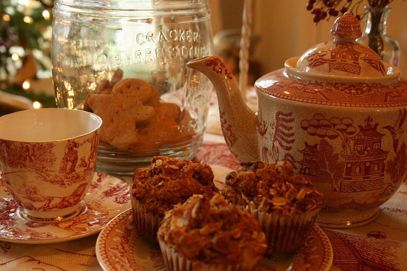A Christmas Tea, prajiturele, bune, ceai, craciun, HD wallpaper