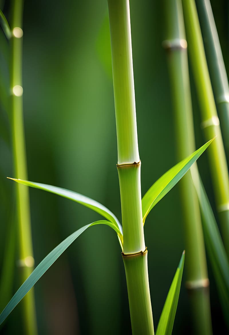 bamboo, stem, leaves, green, HD phone wallpaper