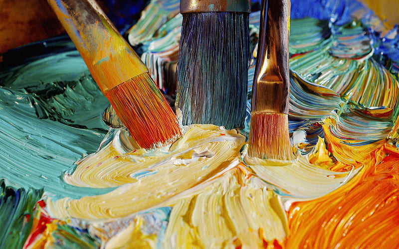 Oil Paints, paints, art, oil, colors, abstract, brush, HD wallpaper