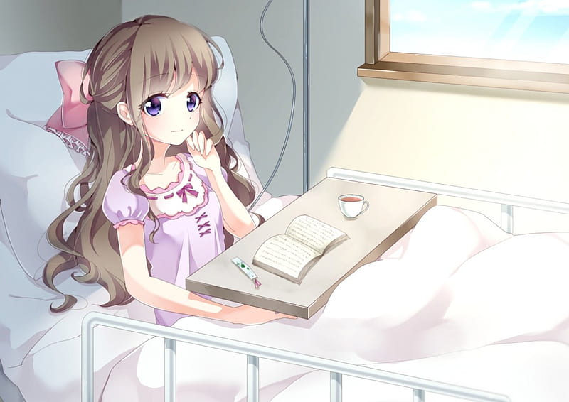 AI Art Generator: Anime girl holding a baby in the hospital bed