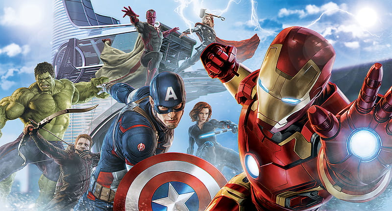 Avengers Artwork , iron-man, captain-america, hulk, black-widow, vision, thor, hawkeye, superheroes, artwork, artist, digital-art, HD wallpaper