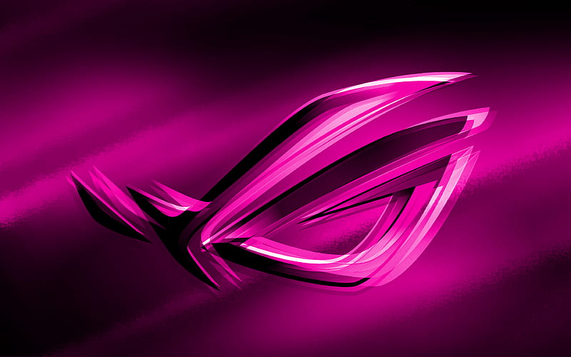 RoG purple logo, purple blurred background, Republic of Gamers, RoG 3D logo, ASUS, creative, RoG, HD wallpaper