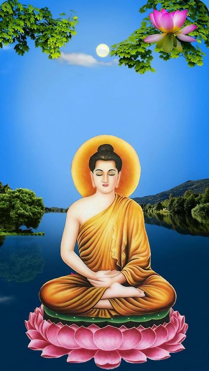 Mahatma Buddha, Blue Sky Background, lord buddha, meditating, HD phone ...