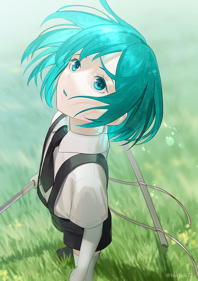 Cute Anime Girl, anime girl, grass, green hair, houseki no kuni,  phosphophyllite, HD phone wallpaper | Peakpx