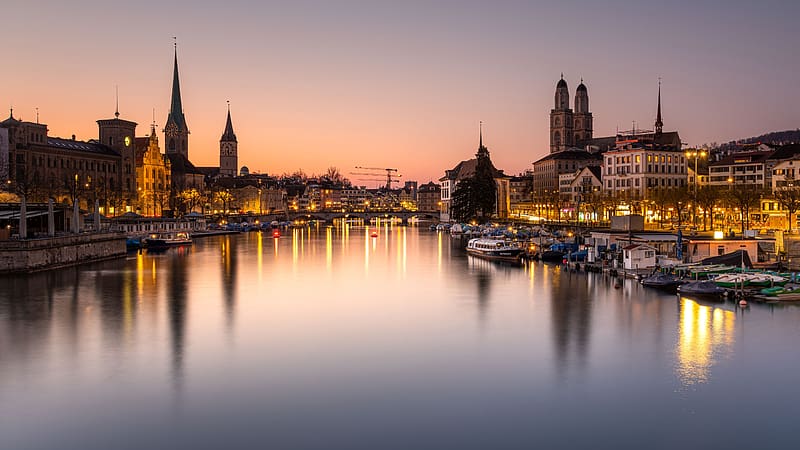 Cities, Bridge, Switzerland, River, Zurich, HD wallpaper