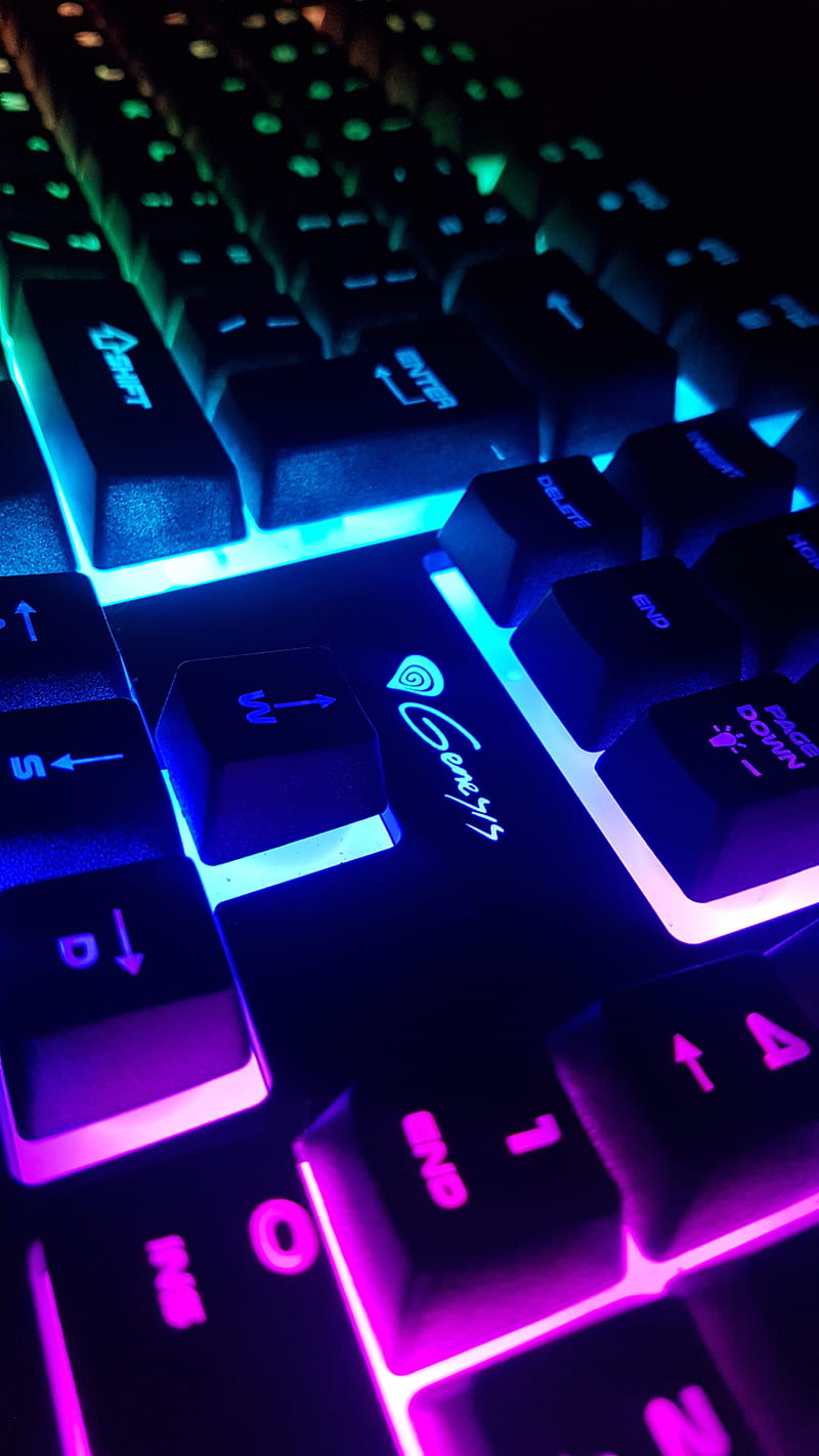 Genesis Keyboard RGB, computer, gaming, rainbow, HD phone wallpaper