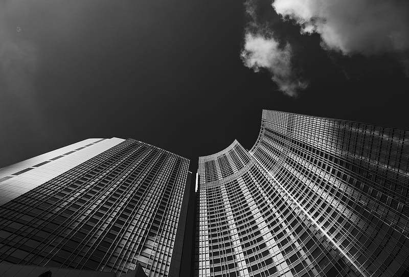 Skycrappers Monochrome, skycrapper, monochrome, buildings, graphy, black-and-white, HD wallpaper