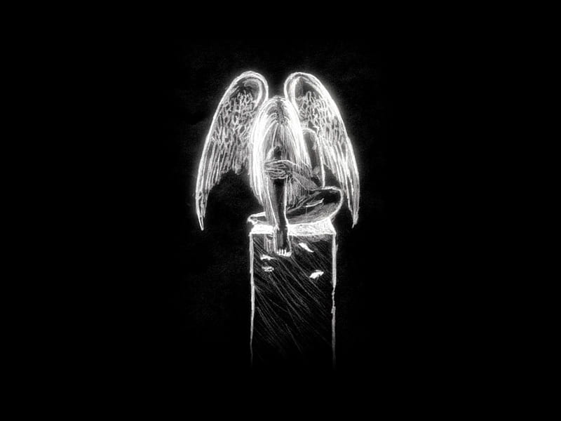 Angelic Despare, fallen despare, black, white, angel, HD wallpaper | Peakpx