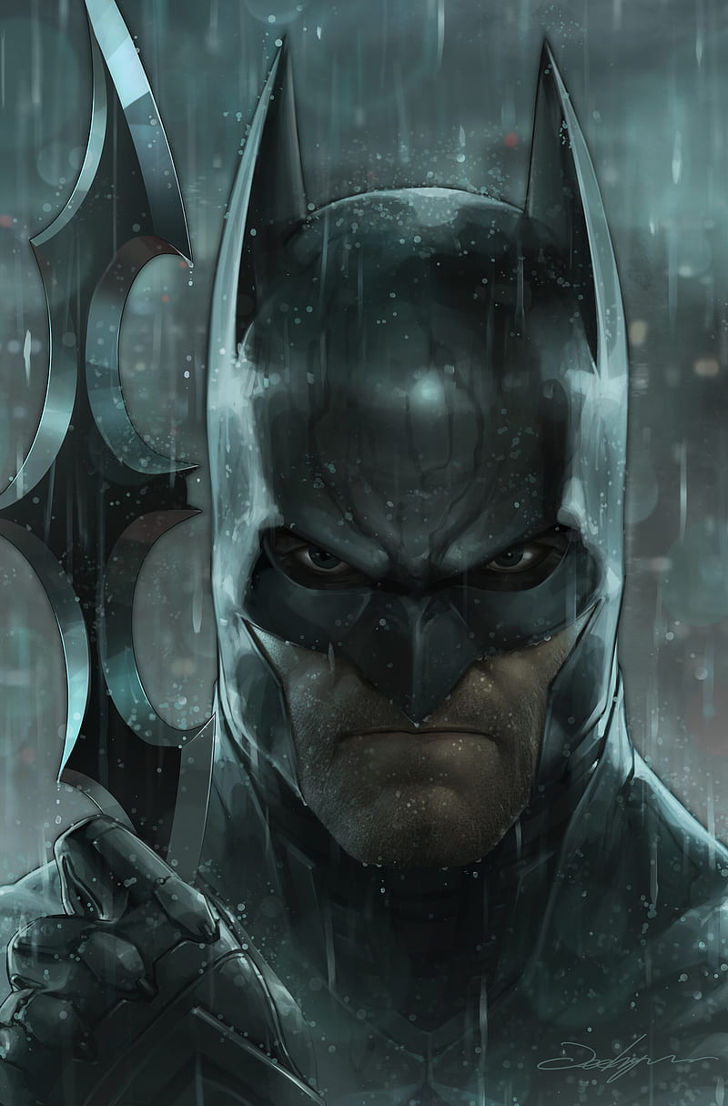 artwork, comic art, Batman, men, rain, angry, HD phone wallpaper