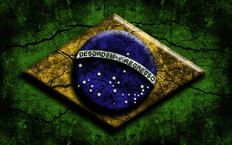 Flag of Brazil, 3d, grunge, South America, Brazil, Brazilian flag, HD wallpaper