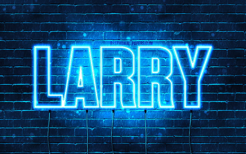 Larry with names, horizontal text, Larry name, blue neon lights, with Larry name, HD wallpaper