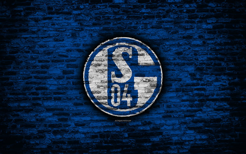 Schalke 04 FC, logo, blue brick wall, Bundesliga, German football club, soccer, football, brick texture, Gelsenkirchen, Germany, HD wallpaper