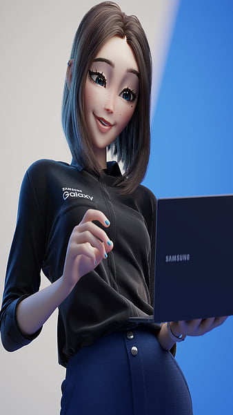 HD wallpaper: Sam (Samsung virtual assistant), women, brunette, blue eyes