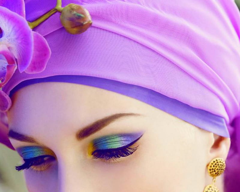 Turban, make up, woman, style, HD wallpaper