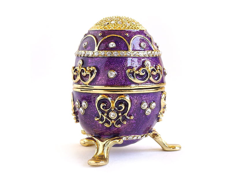 Happy Easter!, egg, purple, golden, faberge, easter, white, card, HD wallpaper