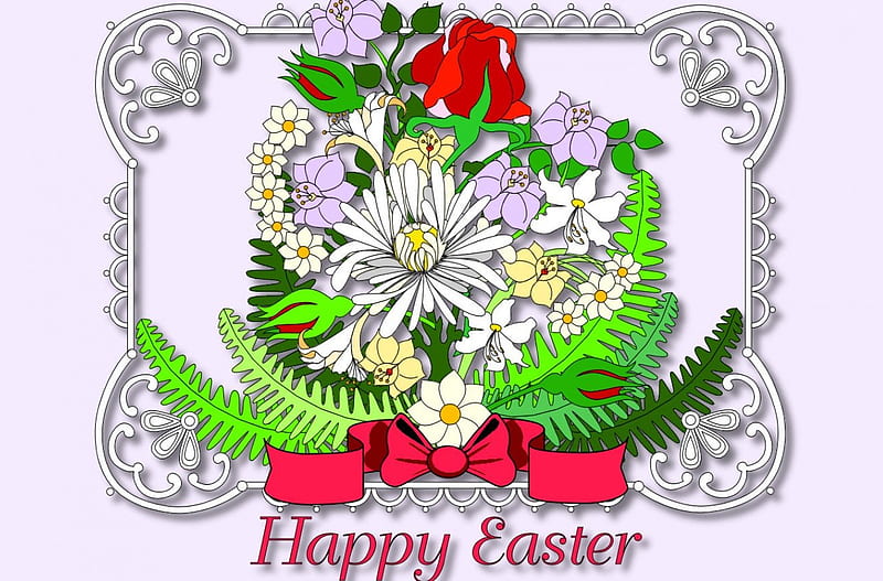 Happy Easter 1, art, holiday, April, illustration, artwork, March, Easter, love, painting, wide screen, flowers, occasion, HD wallpaper